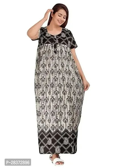 Nighty for Women Cotton Printed Maxi Gown Ankle Length Nighty Night Dress Gown for Women Maxi - Free Size-thumb0