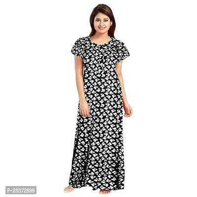 Nighty for Women Cotton Printed Maxi Gown Ankle Length Nighty Night Dress Gown for Women Maxi - Free Size-thumb0