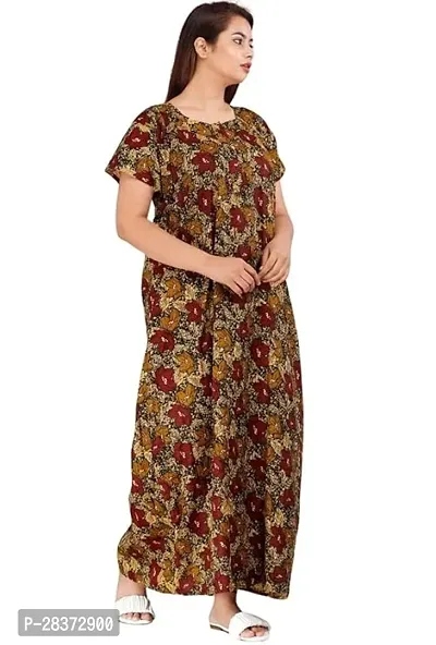 Nighty for Women Cotton Printed Maxi Gown Ankle Length Nighty Night Dress Gown for Women Maxi - Free Size