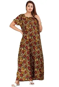 Nighty for Women Cotton Printed Maxi Gown Ankle Length Nighty Night Dress Gown for Women Maxi - Free Size-thumb1