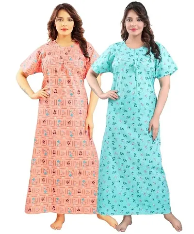 Pack Of 2 Cotton Nighty Combo For Women