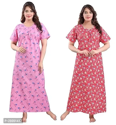 Women's Cotton Printed Maxi Nighty Pack of 2