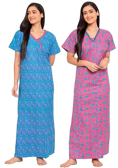 Best Selling Cotton Hosiery Gowns Women's Nightwear 