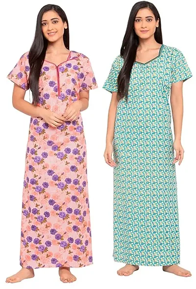 Women Maxi Nighty Groun Free size Pack of 2