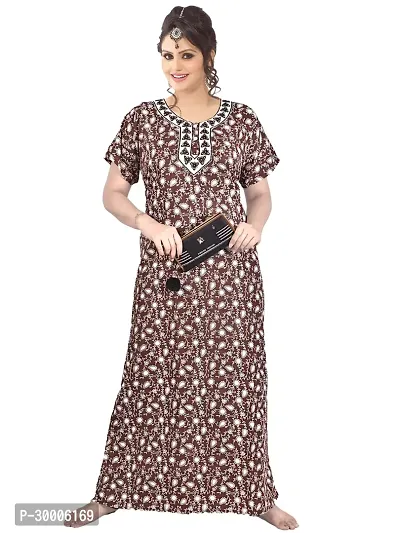 Comfy Cotton Printed Nighty Gown For Women