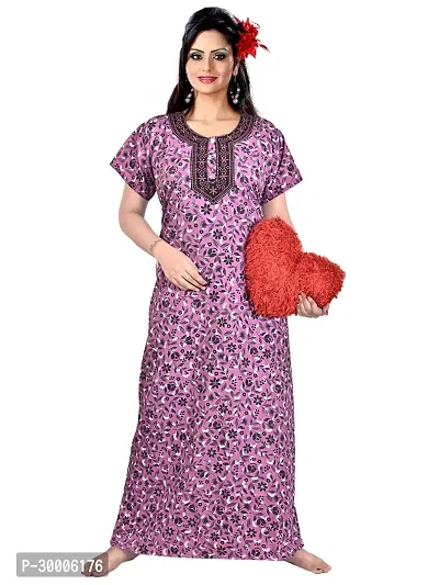 Comfy Cotton Printed Nighty Gown For Women