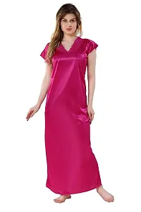 Women's Premium Soft Satin Nighty free size Pack of 2-thumb2