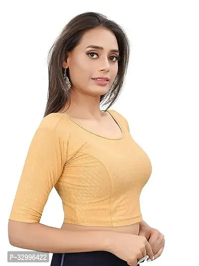 Round Neck Cotton Lycra Readymade Blouse for Women-thumb5