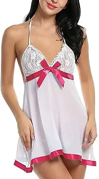 Funtail Babydoll Lingerie for Women | Transparent Net, WHITE,PINK-thumb2