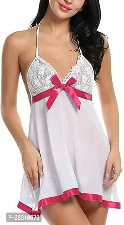 Funtail Babydoll Lingerie for Women | Transparent Net, WHITE,PINK-thumb3