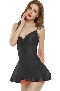 Funtail Babydoll Lingerie for Women | Transparent Net, BLACK-thumb3