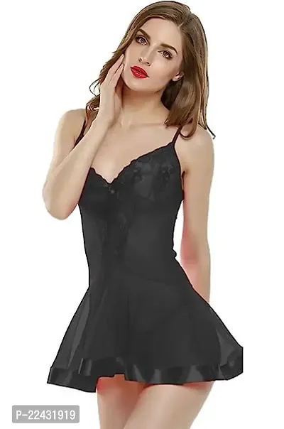 Funtail Babydoll Lingerie for Women | Transparent Net, BLACK-thumb4