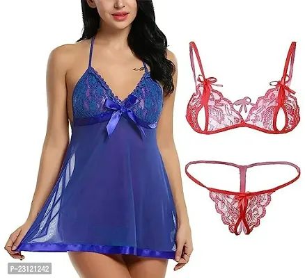 Funtail Babydoll Lingerie for Women, SEXY TOP with BRO PENTY