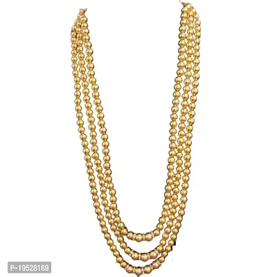 Hayagi Men's Copper 3 Layer Dulha Haar/Groom Haar Golden Beads Golden 24 inch (?DH22271115)