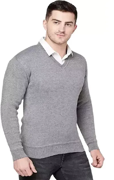 COMPANY ME Men's V-Neck Premium Knitted Woolen Full Sleeve Sweater | Winter Wear Woolen Sweater for Formal and Casual Look (Pack of 1)