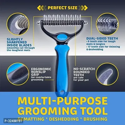 PETS Grooming Brush Deshedding Tool Undercoat Rake Demattin Comb Tangles Removing Slicker Brushes for Dog, Cat-thumb5