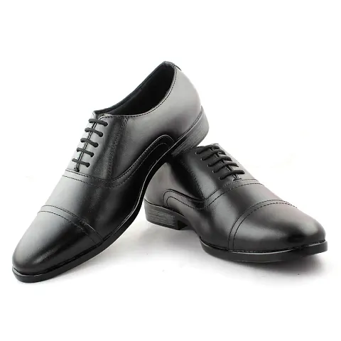 Stylish Leather Black Solid Derbys Foraml Shoes For Men