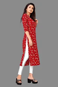 Attractive Red Printed Crepe Straight Kurta For Women-thumb2