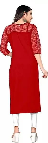 Attractive Red Solid Crepe Straight Kurta For Women-thumb1