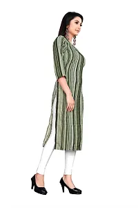 Attractive Olive Striped Crepe Straight Kurta For Women-thumb2