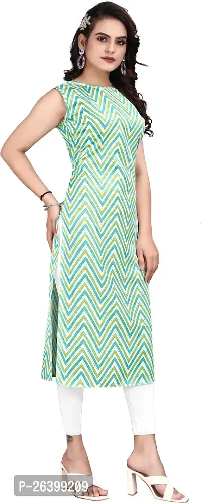 Attractive Green Printed Crepe Straight Kurta For Women-thumb3