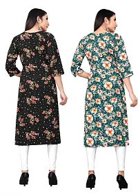 Attractive Multicoloured Printed Crepe Straight Kurta Pack Of 2-thumb1