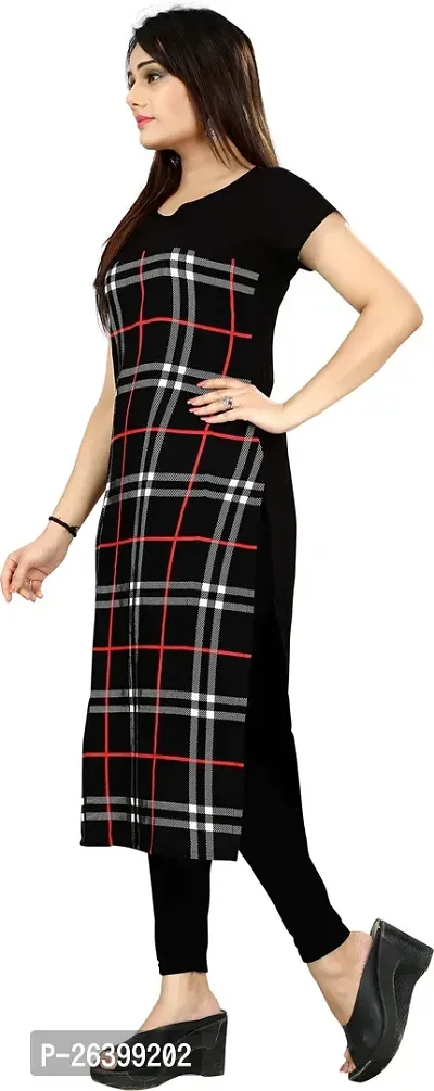 Attractive Multicoloured Checked Crepe Straight Kurta For Women-thumb3