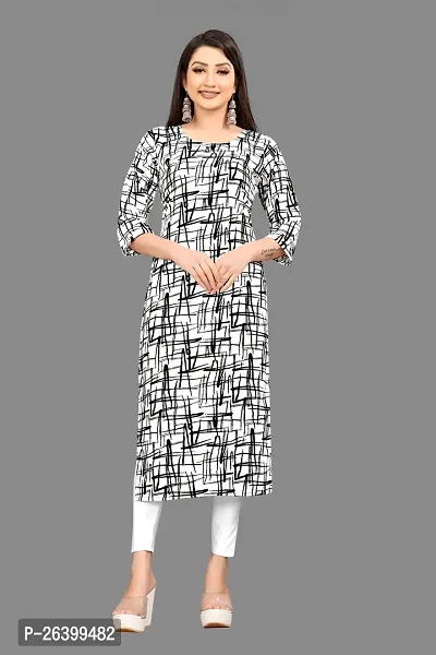 Attractive Multicoloured Printed Crepe Straight Kurta For Women-thumb0