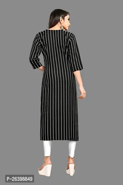 Attractive Black Striped Crepe Straight Kurta For Women-thumb2