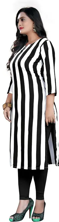 Attractive White Striped Crepe Straight Kurta For Women-thumb2