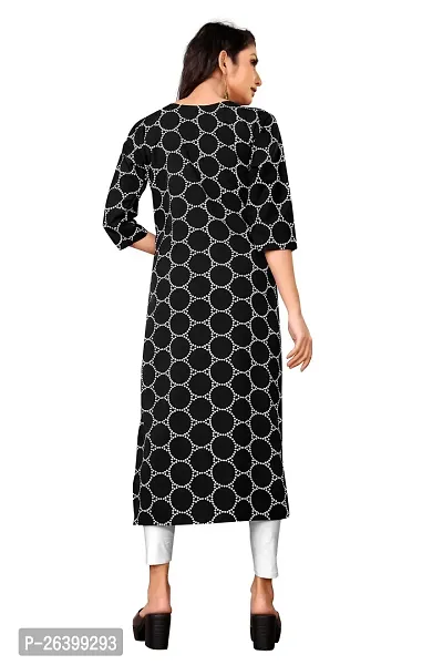 Attractive Black Printed Crepe Straight Kurta For Women-thumb2