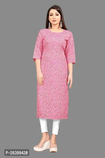 Attractive Multicoloured Printed Crepe Straight Kurta For Women-thumb0