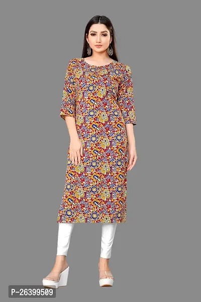 Attractive Multicoloured Printed Crepe Straight Kurta For Women-thumb0