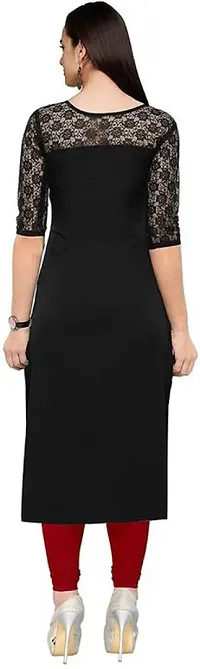 Attractive Black Solid Crepe Straight Kurta For Women-thumb1