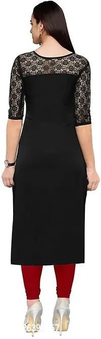 Attractive Black Solid Crepe Straight Kurta For Women-thumb2