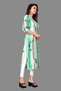 Attractive Green Striped Crepe Straight Kurta For Women-thumb2