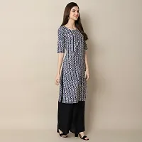 Attractive Blue Printed Crepe Straight Kurta For Women-thumb2