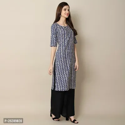 Attractive Blue Printed Crepe Straight Kurta For Women-thumb3