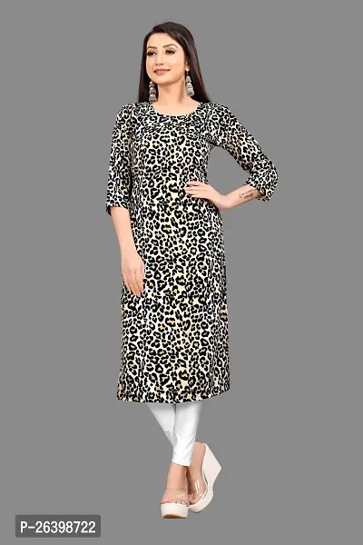 Attractive Multicoloured Printed Crepe Straight Kurta For Women