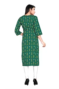 Attractive Olive Printed Crepe Straight Kurta For Women-thumb1