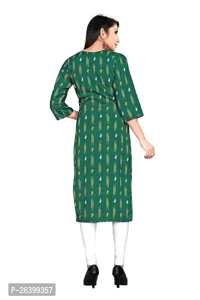 Attractive Olive Printed Crepe Straight Kurta For Women-thumb2