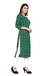 Attractive Olive Printed Crepe Straight Kurta For Women-thumb2