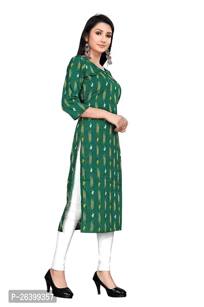 Attractive Olive Printed Crepe Straight Kurta For Women-thumb3