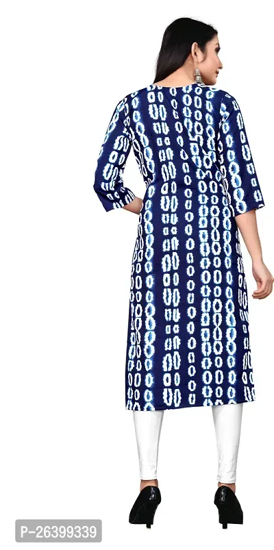 Attractive Blue Printed Crepe Straight Kurta For Women-thumb2