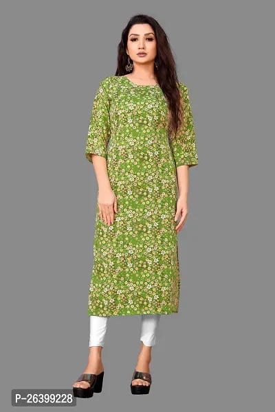 Attractive Multicoloured Printed Crepe Straight Kurta For Women-thumb0