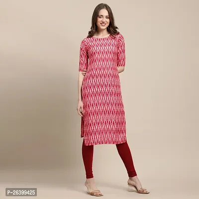 Attractive Pink Printed Crepe Straight Kurta For Women-thumb0