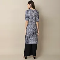 Attractive Blue Printed Crepe Straight Kurta For Women-thumb1