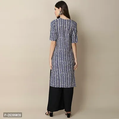 Attractive Blue Printed Crepe Straight Kurta For Women-thumb2