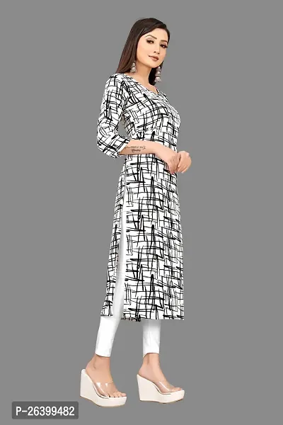 Attractive Multicoloured Printed Crepe Straight Kurta For Women-thumb3