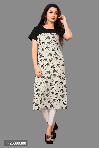 Attractive Multicoloured Printed Crepe Straight Kurta For Women